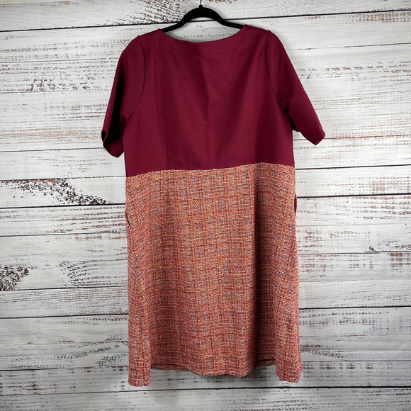 NWT Isaac Mizrahi Women's Plus 1X Elbow Sleeve Knee Length Dress Red - Picture 7 of 7